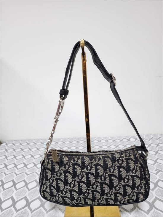 Dior Handbags - Authentic CHRISTIAN DIOR Monogram Shoulder Bag Pochette Black/Grey